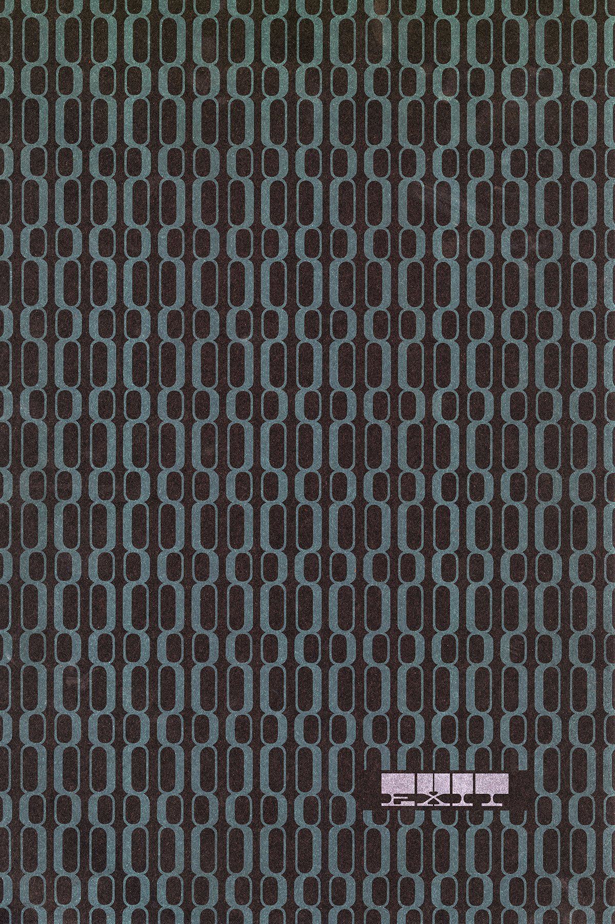 A close-up of individual Bloque characters, highlighting the stacked rectangular construction of each letter